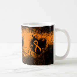 Orange Ribbon Grunge Herz Kaffeetasse