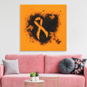 Orange Ribbon Grunge Herz Leinwanddruck (Insitu (Wohnzimmer))