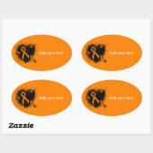 Orange Ribbon Grunge Herz Ovaler Aufkleber (Blatt)