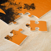Orange Ribbon Grunge Herz Puzzle (Seite)