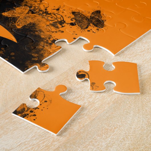 Orange Ribbon Grunge Herz Puzzle (Seite)
