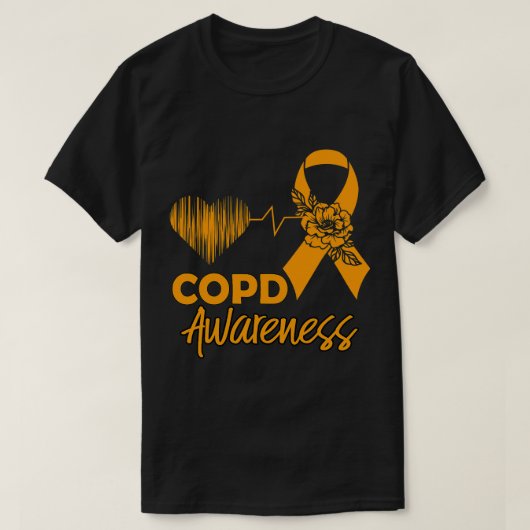 Orange Ribbon Heartbeat Kampf COPD Bewusstsein Dis T-Shirt (Design vorne)