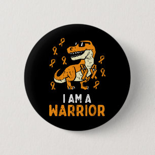 Orange Ribbon Im A Warrior Leukemia Awareness Boys Button