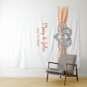 Orange Ribbon Infinity Heart Wedding Background Wandteppich (Beispiel (Horizontal))