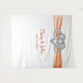 Orange Ribbon Infinity Heart Wedding Background Wandteppich (Vorderseite (Horizontal))
