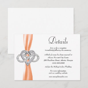 Orange Ribbon Infinity Heart Wedding Details Begleitkarte