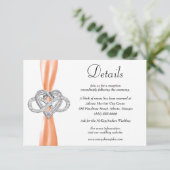 Orange Ribbon Infinity Heart Wedding Details Begleitkarte (Stehend Vorderseite)