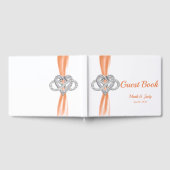 Orange Ribbon Infinity Heart Wedding Guestbook Gästebuch (Voll)