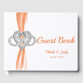 Orange Ribbon Infinity Heart Wedding Guestbook Gästebuch