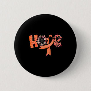 Orange Ribbon Leopard Sunflower Hope RSD CRPS Awar Button