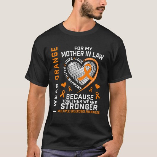 Orange Ribbon MS Mother In Law Multiple Sclerosis T-Shirt (Vorderseite)
