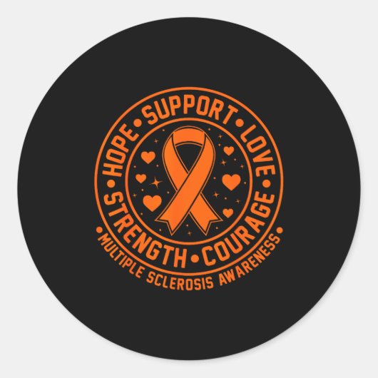 Orange Ribbon Multiple Sclerosis Awareness Runder Aufkleber (Vorderseite)
