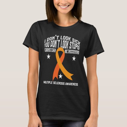 Orange Ribbon Multiple Sklerose Bewusstsein MS War T-Shirt (Vorderseite)