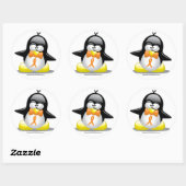 Orange Ribbon Penguin Runder Aufkleber (Blatt)