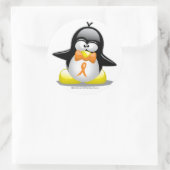 Orange Ribbon Penguin Runder Aufkleber (Tasche)