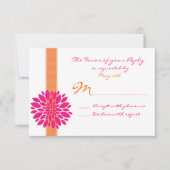 Orange Ribbon Pink Blume Hochzeit RSVP Replik Kart (Vorderseite)