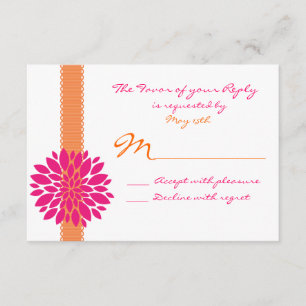 Orange Ribbon Pink Blume Hochzeit RSVP Replik Kart Karte