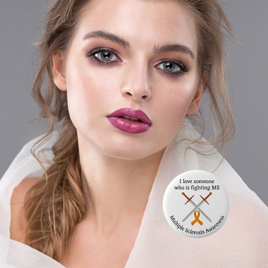 Orange Ribbon Schwerter Multiple Sklerose Bewussts Button