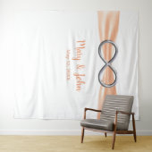 Orange Ribbon Silver Infinity Wedding Background Wandteppich (Beispiel (Horizontal))