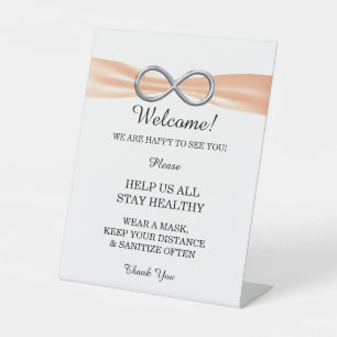 Orange Ribbon Silver Infinity Wedding Safety Sockelschild