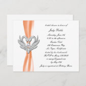 Orange Ribbon Silver Swan Bridal Dusche Einladung (Vorne/Hinten)