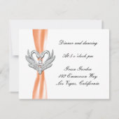 Orange Ribbon Silver Swans Empfang Card Einladung (Vorderseite)