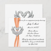 Orange Ribbon Silver Swans Engagement Party einlad Einladung (Vorne/Hinten)