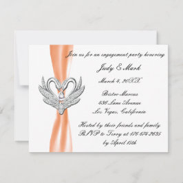 Orange Ribbon Silver Swans Engagement Party einlad Einladung