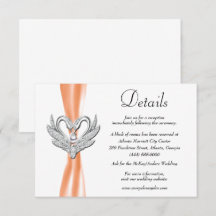 Orange Ribbon Silver Swans Hochzeitdetails