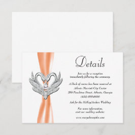 Orange Ribbon Silver Swans Hochzeitdetails Begleitkarte