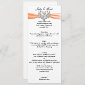 Orange Ribbon Silver Swans Menu Card Menükarte (Vorne/Hinten)