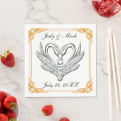 Orange Ribbon Silver Swans Paper Napkins Serviette (Beispiel)