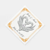 Orange Ribbon Silver Swans Paper Napkins Serviette (Ecke)