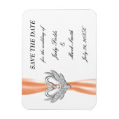 Orange Ribbon Silver Swans speichern das Datumsfen Magnet (Vertikal)