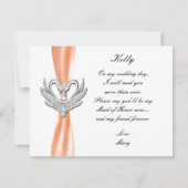 Orange Ribbon Silver Swans Trauzeugin Card Einladung (Vorderseite)