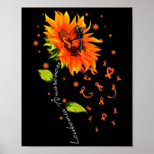 Orange Ribbon Sonnenblumen Butterfly Leukämie Awar Poster