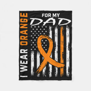Orange Ribbon Vater Leukemia Awareness American Fl Fleecedecke