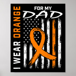 Orange Ribbon Vater Leukemia Awareness American Fl Poster