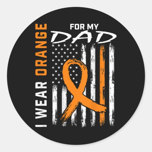 Orange Ribbon Vater Leukemia Awareness American Fl Runder Aufkleber (Vorderseite)