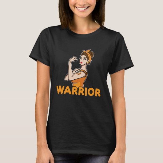 Orange Ribbon Warrior Multiple Sclerosis Awareness T-Shirt (Vorderseite)