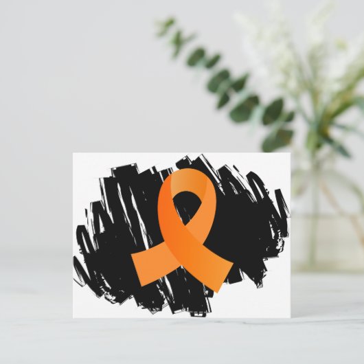 Orange Ribbon with Scribble Postkarte (Stehend Vorderseite)