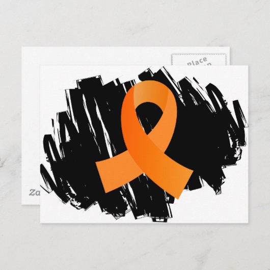 Orange Ribbon with Scribble Postkarte (Vorne/Hinten)