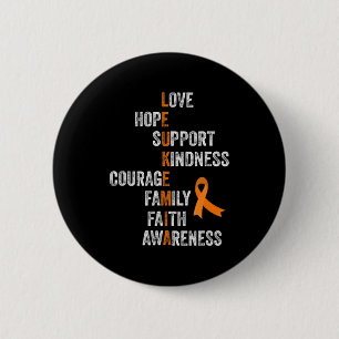 Orange Ribbon Zeichen Retro Vintag Aml Leukemia Kr Button