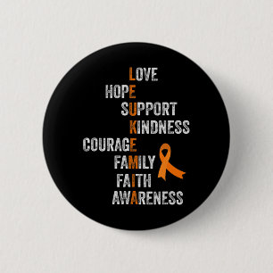 Orange Ribbon Zeichen Retro Vintag Aml Leukemia Kr Button