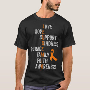 Orange Ribbon Zeichen Retro Vintag Aml Leukemia Kr T-Shirt