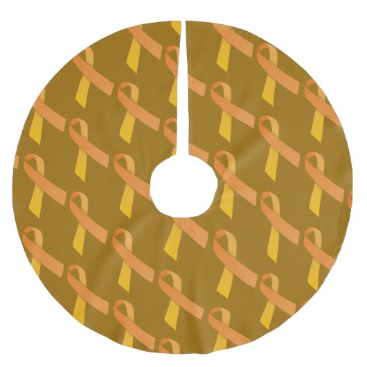 Orange Ribbons Tiled Pattern Polyester Weihnachtsbaumdecke (Vorderseite)