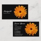 Orange Ringelblumen-Schwarzes Visitenkarte (Vorne/Hinten)
