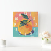 Orange Risograph Quadratische Wanduhr (Zuhause)