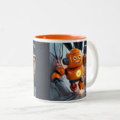 Orange Robot Buddy Tasse - Futuristischer Trinkbeh (VorderseiteRechts)
