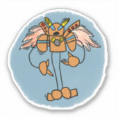 Orange Robot Comic Book Style Sticker (Vorderseite)